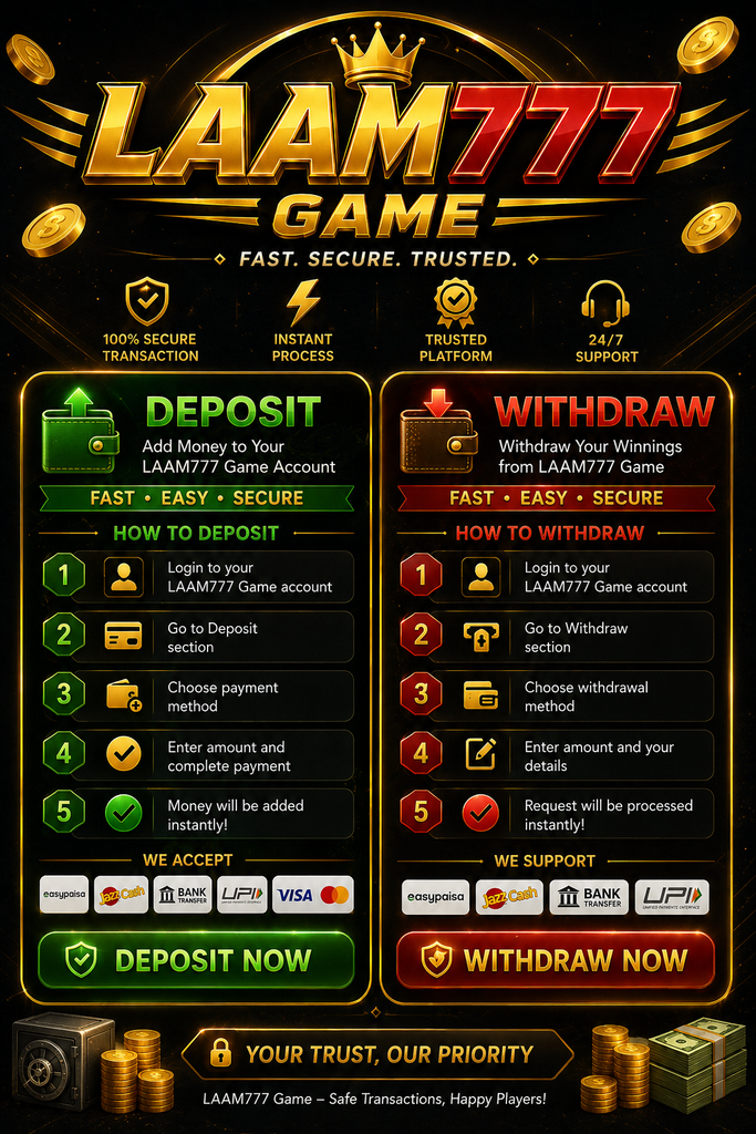 Deposit and withdraw Laam777 APK