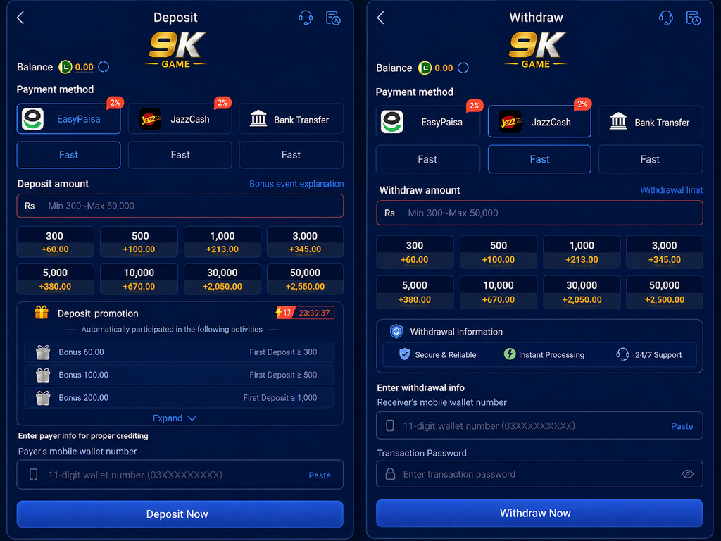 Deposit and Withdrawal 9k APK