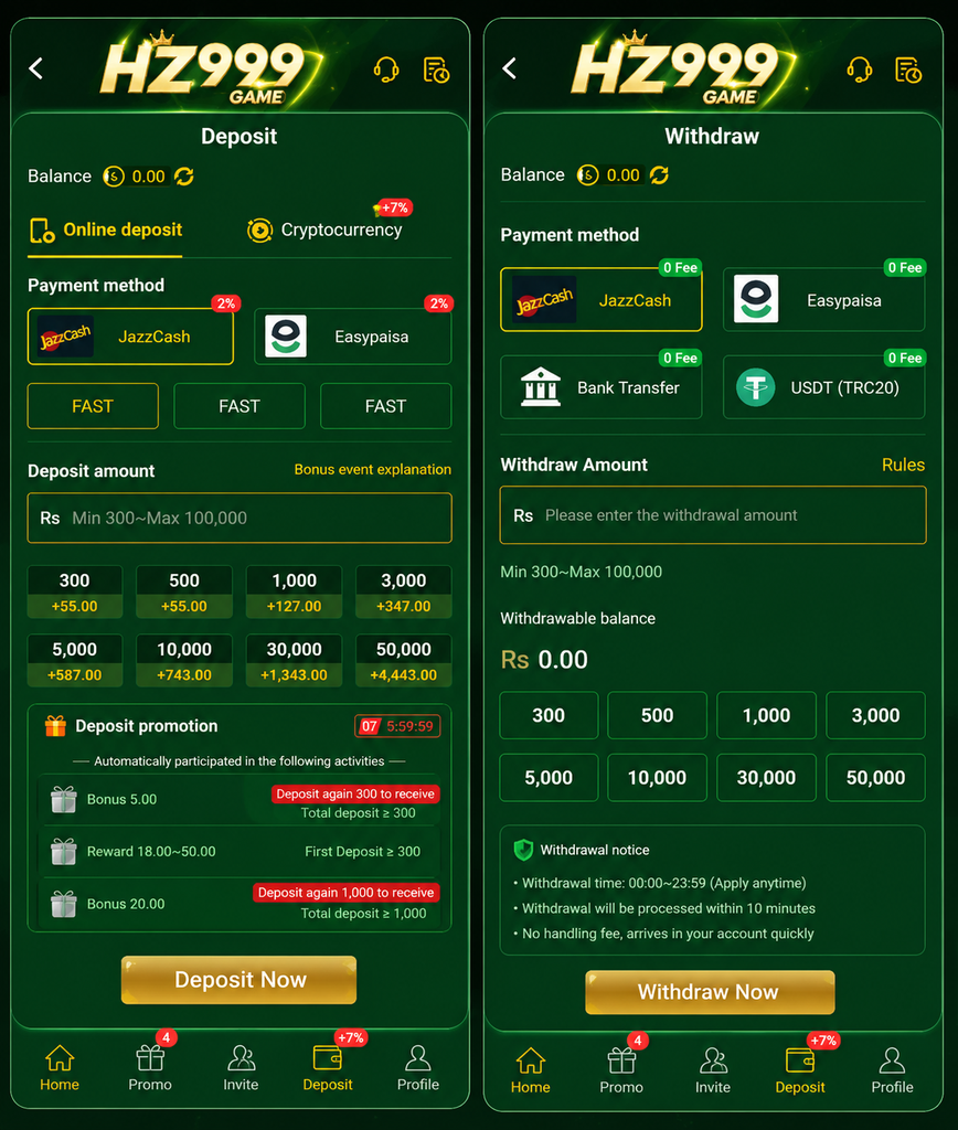 Deposit and Withdrawal HZ999