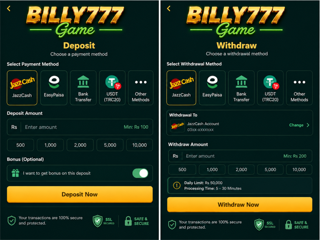 Deposit and withdrawal