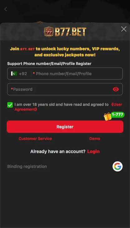 B77 Bet Login