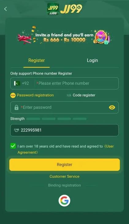 JJ99 Game Registered and Login