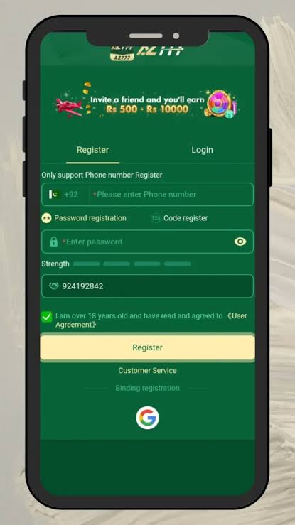 Login and Registered Az777 App