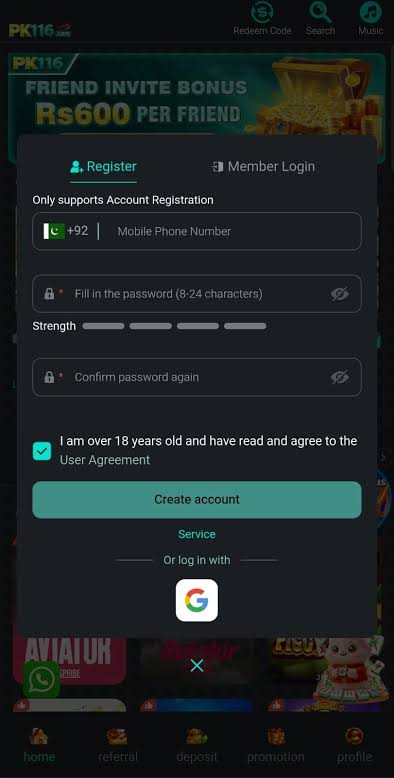 PK116 Game registered and Login
