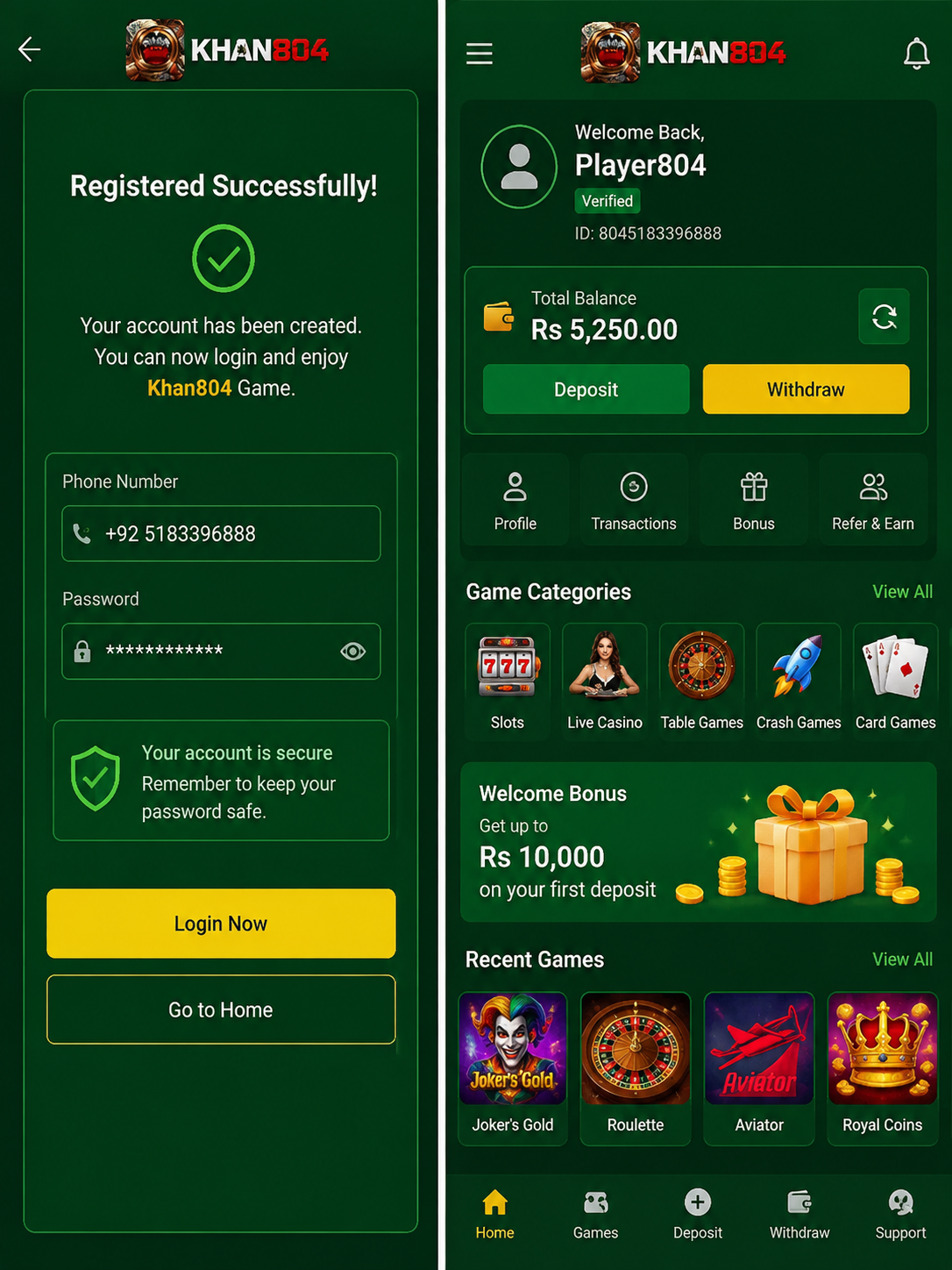 Registered and Login
